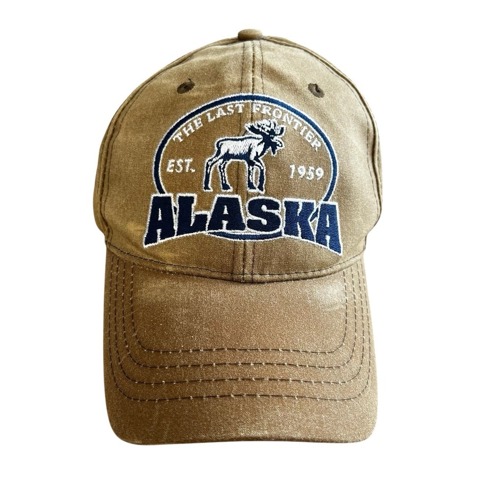 Alaska Hat Cap Adult Strapback The Last Frontier 1959 Khaki Hunting Camping